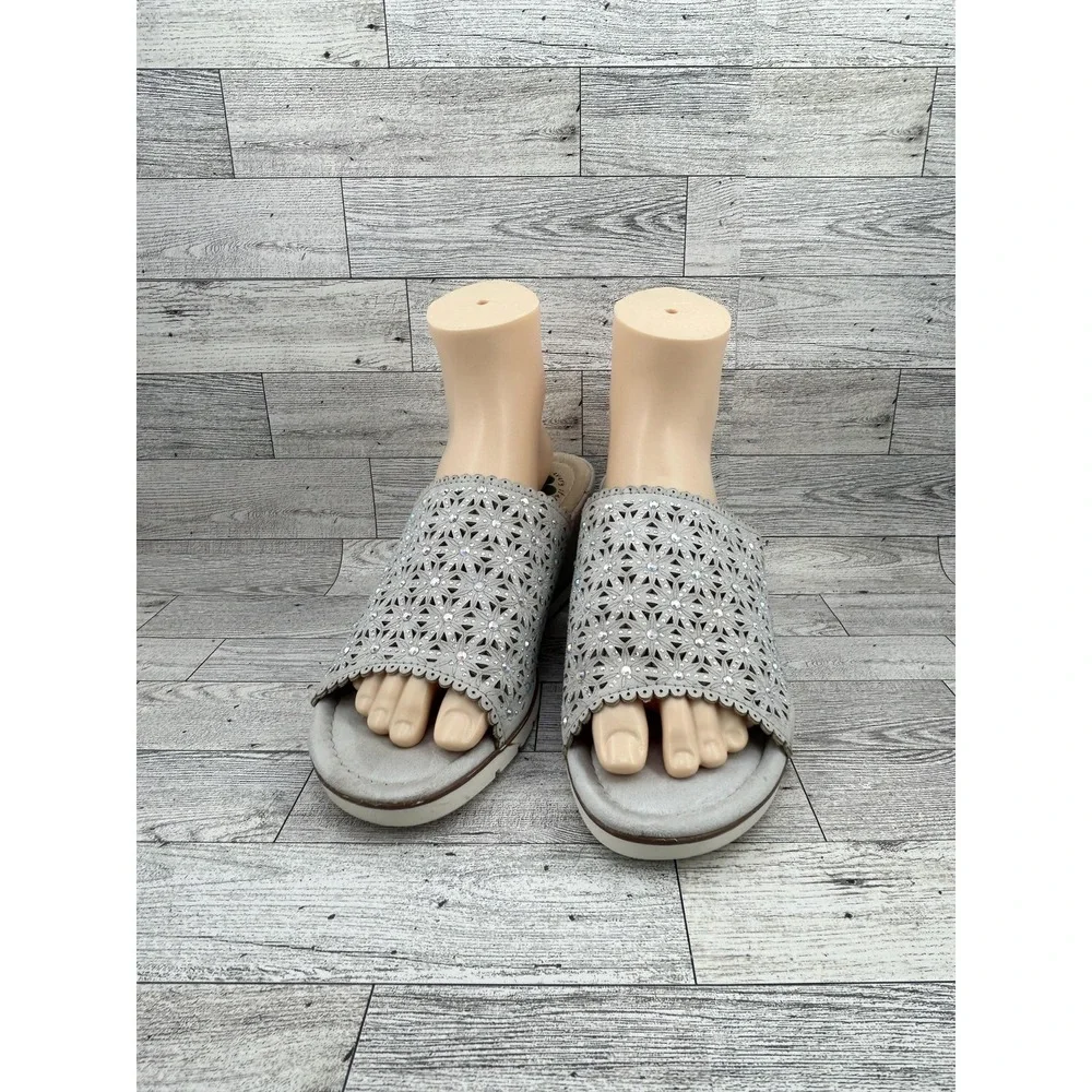Spring Step Shoes Womens Size 41 Wedge Slide Sandals Laser‎ Cut Sparkle Comfort